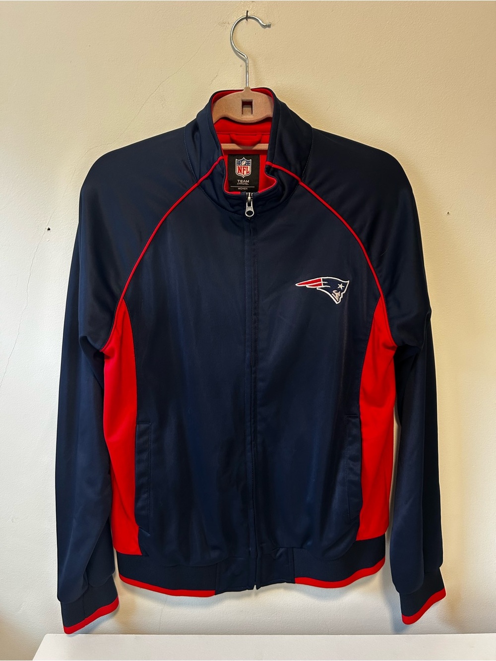 NFL Navy and Red Patriots Zip-Up Track Jacket